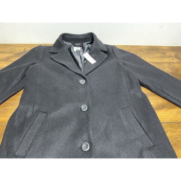 Gap Wool Blend Black Trench Coat Womens XS Button Front Lined Jacket NWT - Picture 5 of 14
